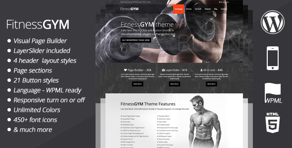 fitnessGym wordpress theme